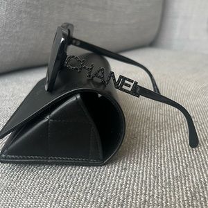 Chanel Acetate Strass Polarized Square Sunglasses (used: excellent condition)
